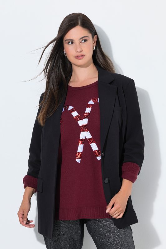 Sequined Candy Cane Long Sleeve Sweater