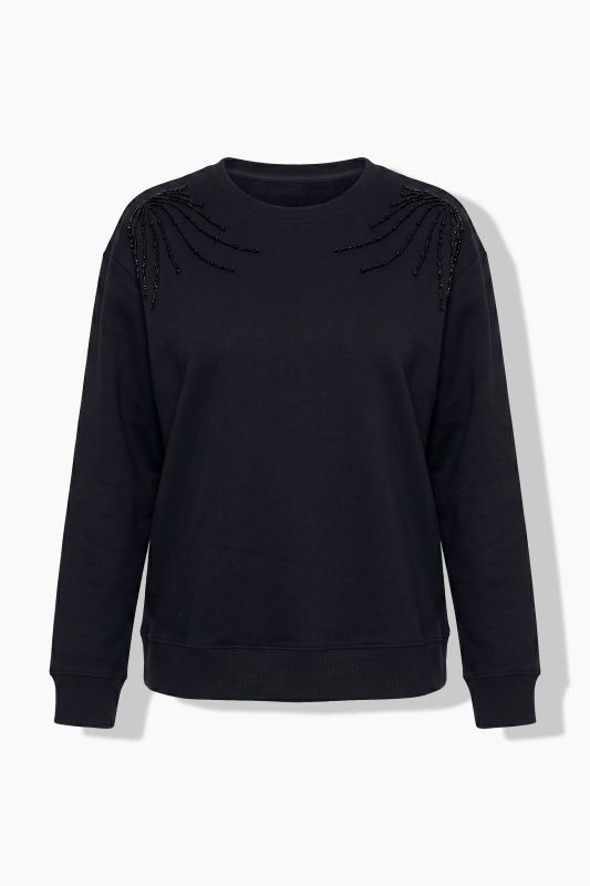 Tonal Beadwork Long Sleeve Sweatshirt