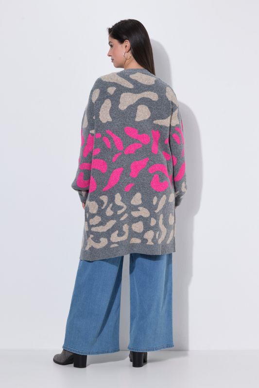 Neon Stripe Leopard Print Longline Cardigan