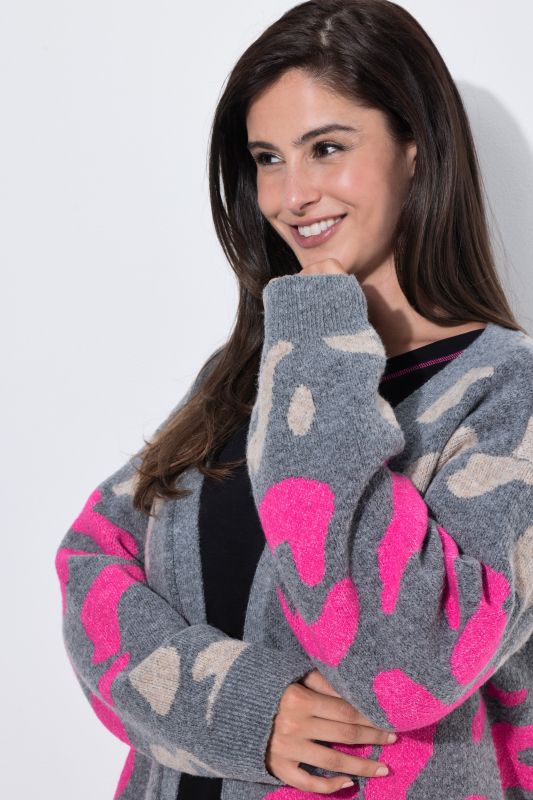 Neon Stripe Leopard Print Longline Cardigan