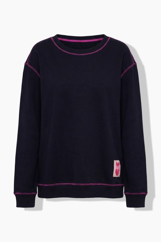 Pink Stitching Dropped Shoulder Sweatshirt