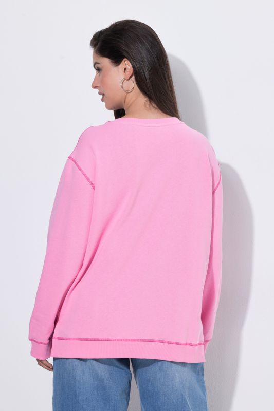 Pink Stitching Dropped Shoulder Sweatshirt