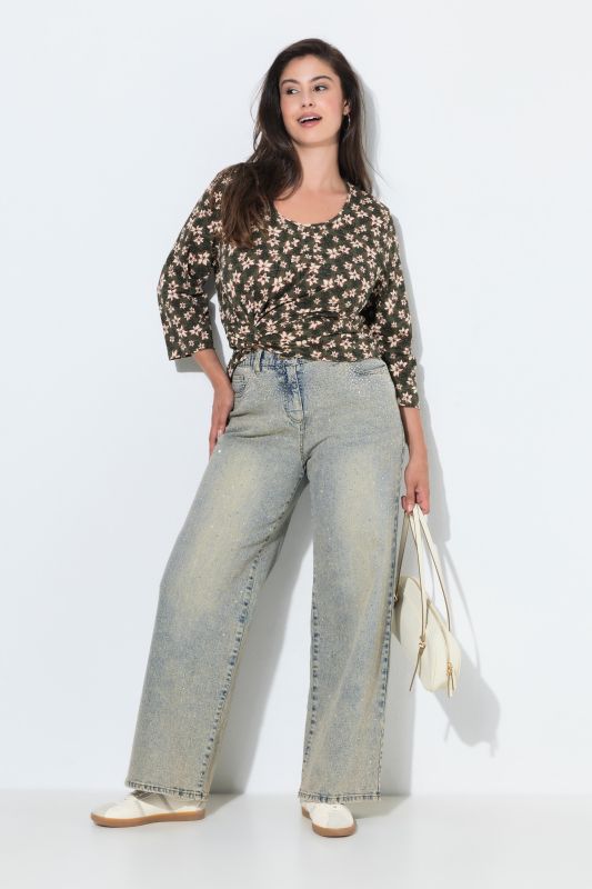 Glitter Studded Mud Wash Stretch Fit Denim Jeans