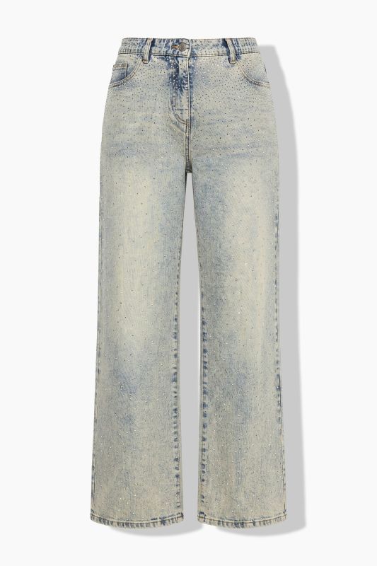 Glitter Studded Mud Wash Stretch Fit Denim Jeans
