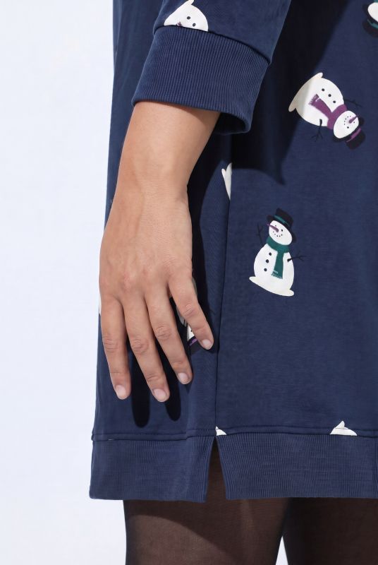 Holiday Print Long Sleeve Sweatshirt Dress