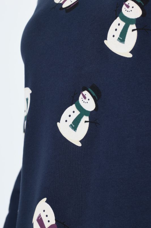 Holiday Print Long Sleeve Sweatshirt Dress