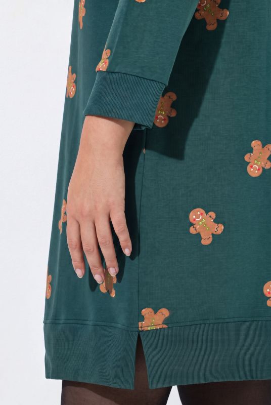 Holiday Print Long Sleeve Sweatshirt Dress