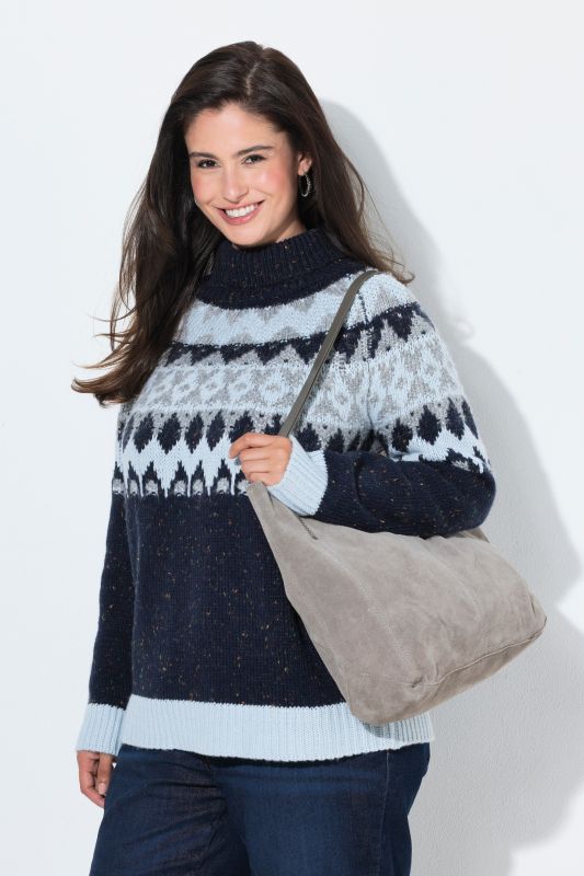 Melange Knit Alpine Striped Turtleneck Sweater
