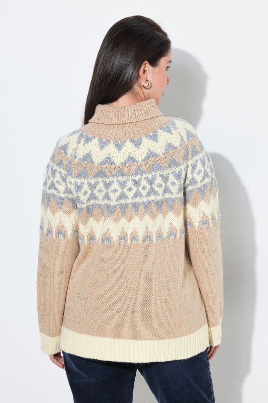 Melange Knit Alpine Striped Turtleneck Sweater