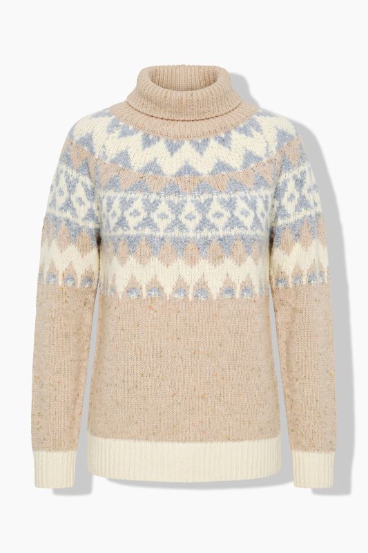Melange Knit Alpine Striped Turtleneck Sweater