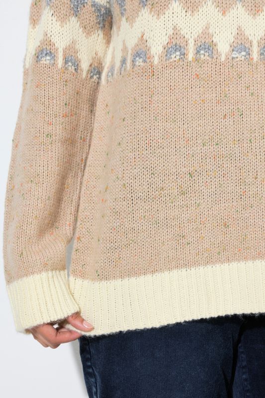 Melange Knit Alpine Striped Turtleneck Sweater