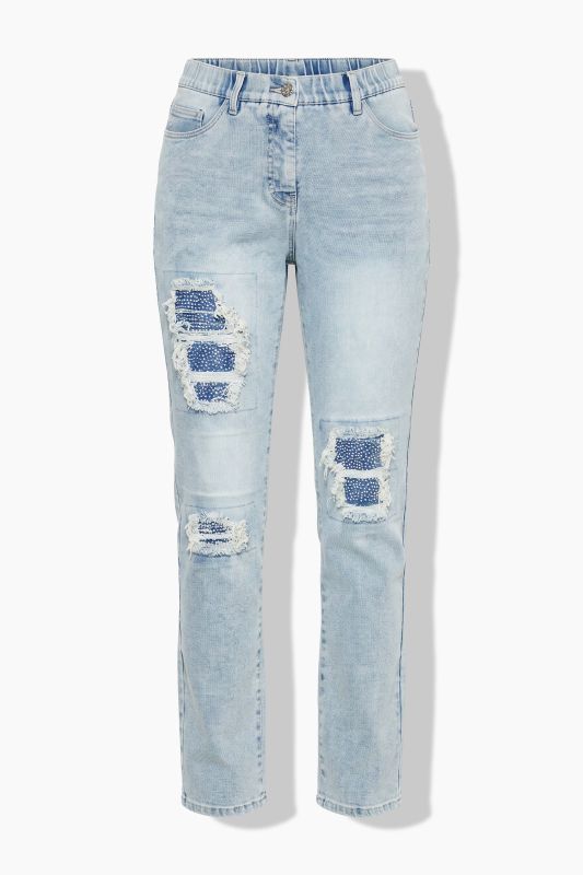 Distressed Rhinestone Detail Stretch Fit Denim Jeans