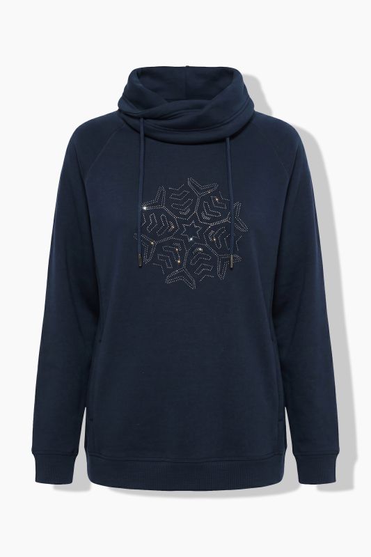 Rhinestone Snowflake Drawstring Turtleneck Sweatshirt