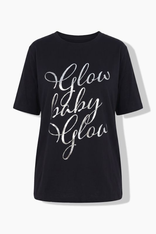 Glow Baby Glow Short Sleeve Metallic Lettering Tee