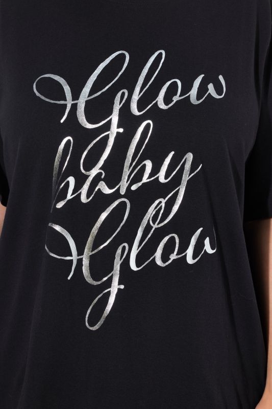 Glow Baby Glow Short Sleeve Metallic Lettering Tee