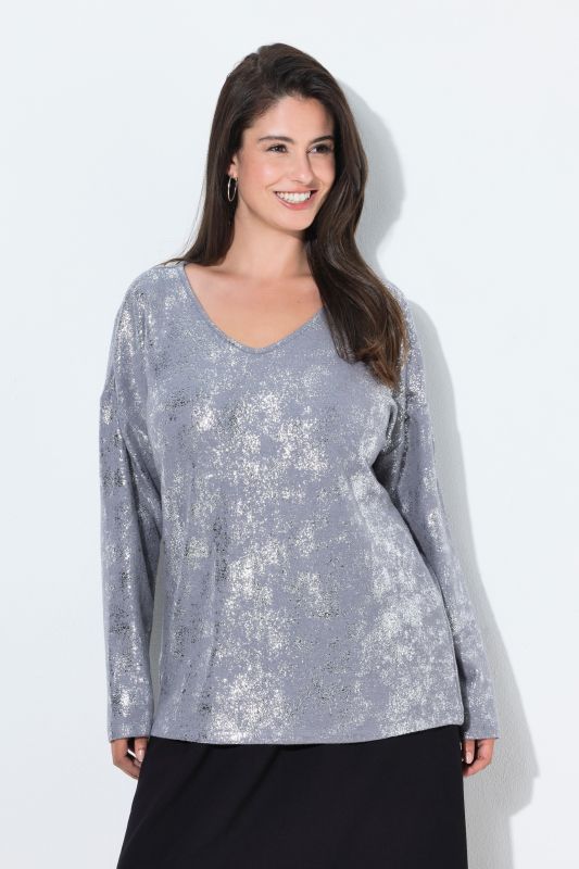 Metallic Silver Long Sleeve Tee