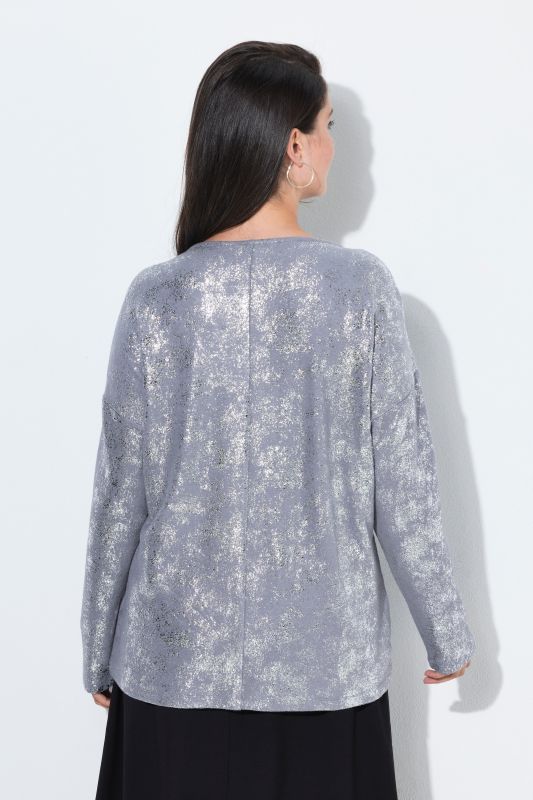 Metallic Silver Long Sleeve Tee