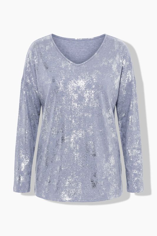 Metallic Silver Long Sleeve Tee