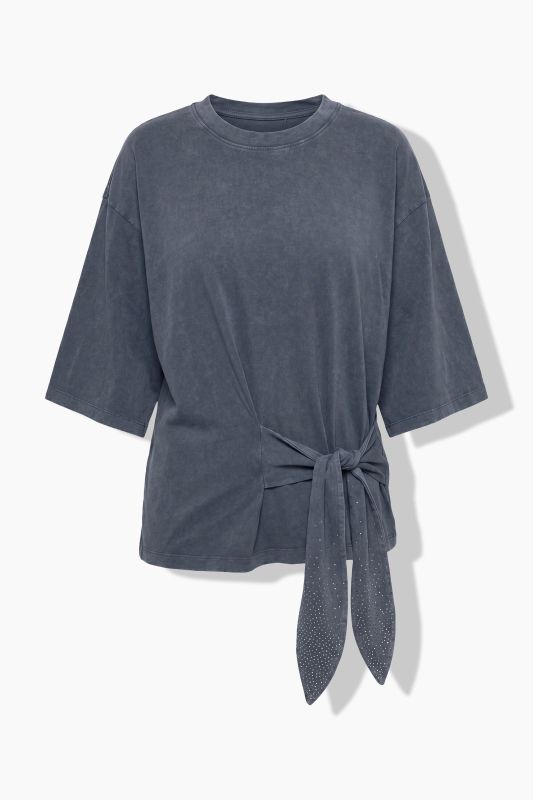 Rhinestone Tie Short Sleeve Tee