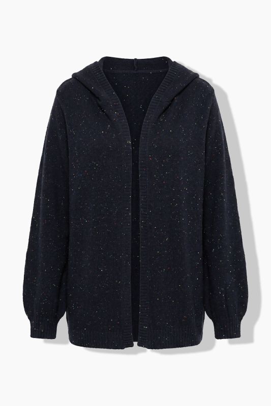 Melange Knit Hooded Cardigan