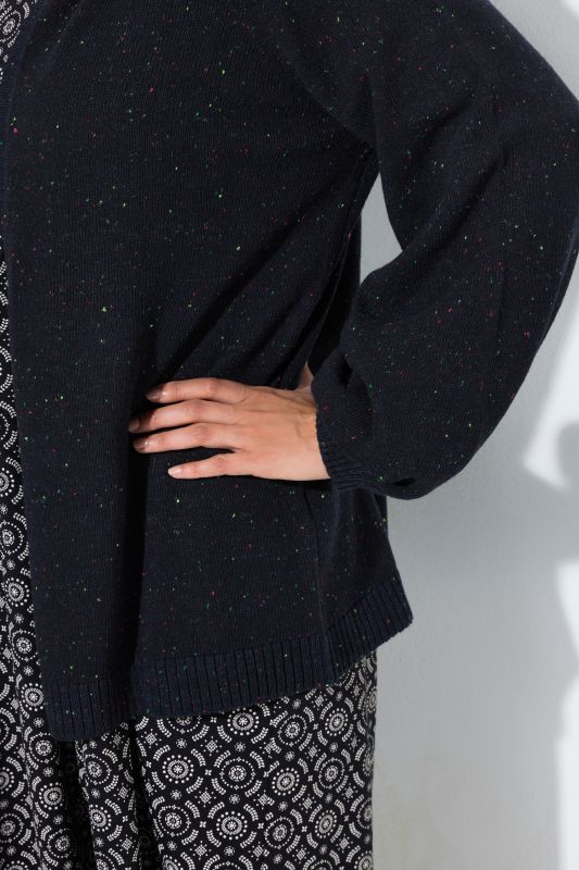 Melange Knit Hooded Cardigan