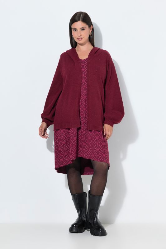 Melange Knit Hooded Cardigan
