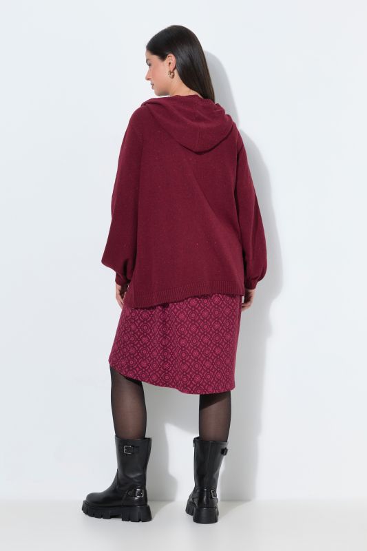 Melange Knit Hooded Cardigan