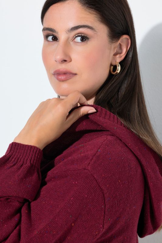 Melange Knit Hooded Cardigan