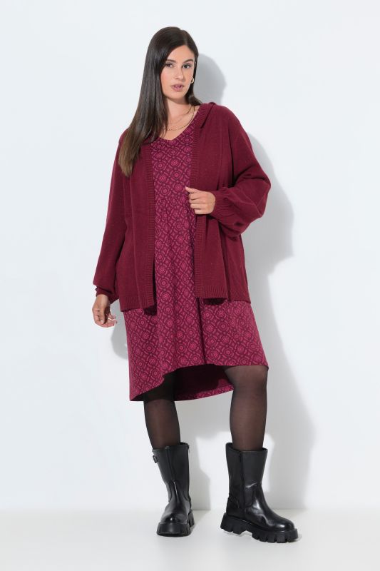 Melange Knit Hooded Cardigan