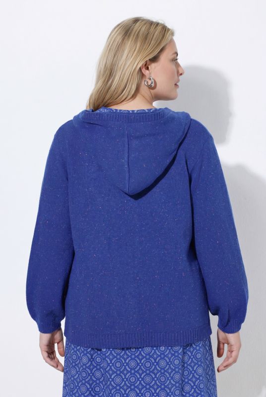 Melange Knit Hooded Cardigan
