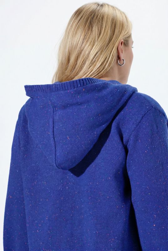 Melange Knit Hooded Cardigan