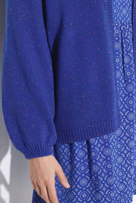 Melange Knit Hooded Cardigan