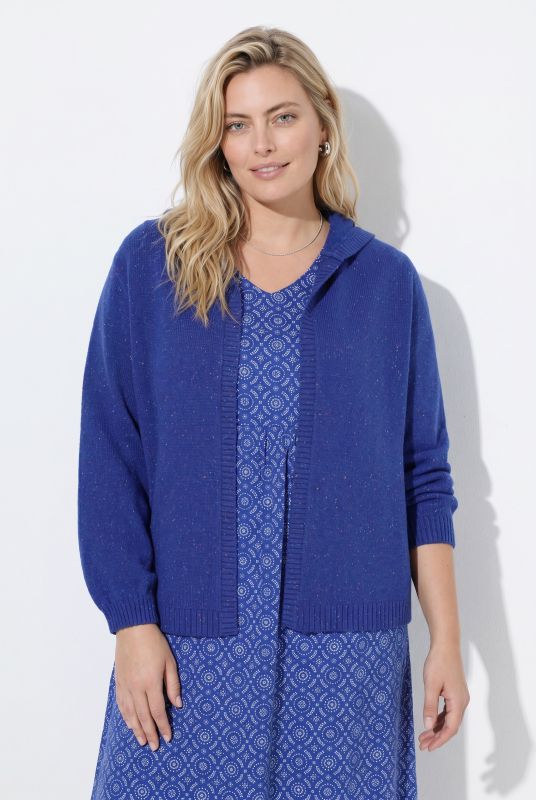Melange Knit Hooded Cardigan