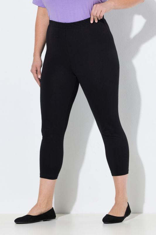 Cropped Elastic Waist Leggings
