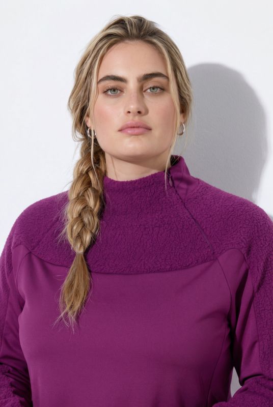 Teddy Fleece Panel Turtleneck Sweatshirt