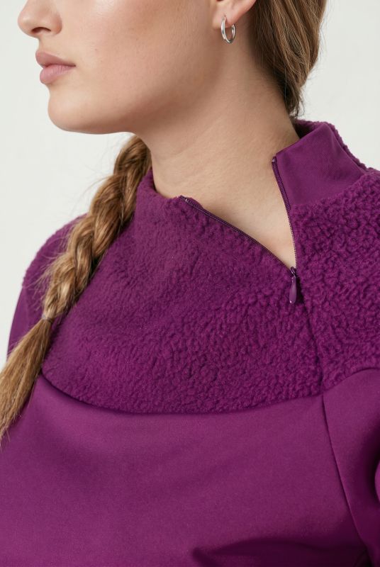 Teddy Fleece Panel Turtleneck Sweatshirt