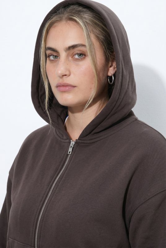 Faux Fur-Lined Zip-Up Hoodie