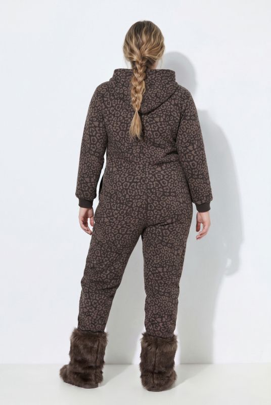 Faux Fur-Lined Allover Print Onesie Pajamas
