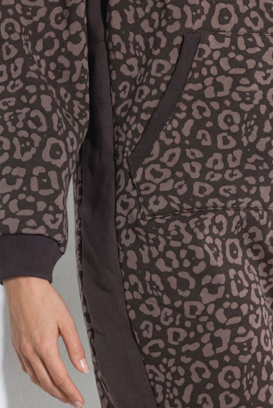 Faux Fur-Lined Allover Print Onesie Pajamas