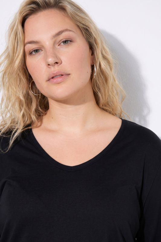 V-Neck Long Sleeve Basic Cotton Tee