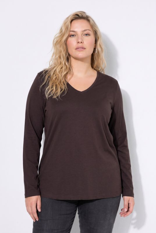 V-Neck Long Sleeve Basic Cotton Tee