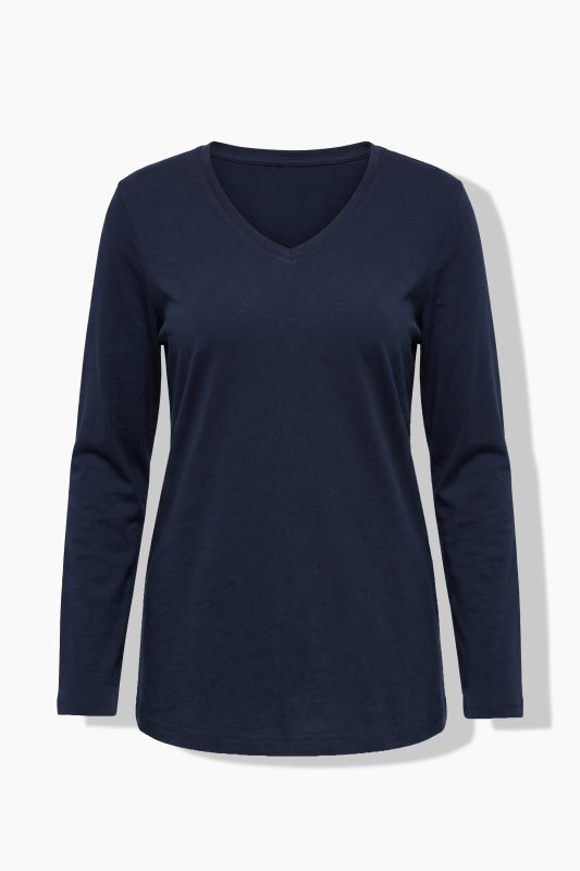 V-Neck Long Sleeve Basic Cotton Tee