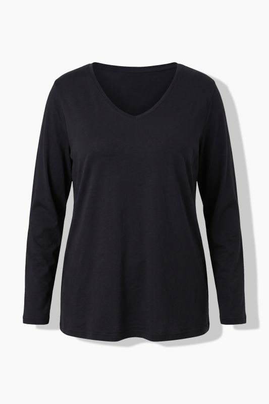 V-Neck Long Sleeve Basic Cotton Tee