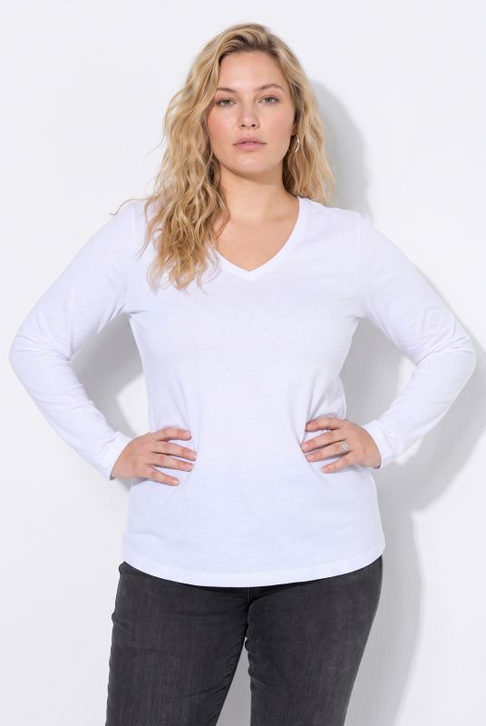 V-Neck Long Sleeve Basic Cotton Tee