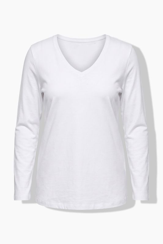 V-Neck Long Sleeve Basic Cotton Tee