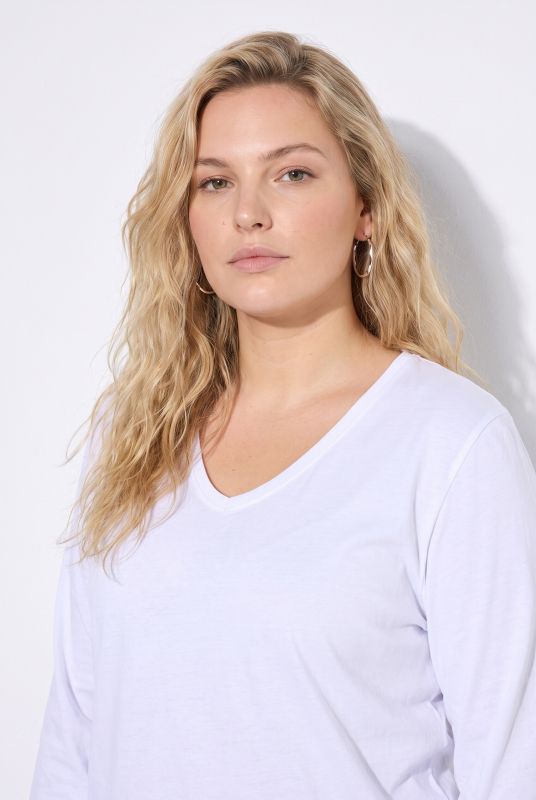V-Neck Long Sleeve Basic Cotton Tee