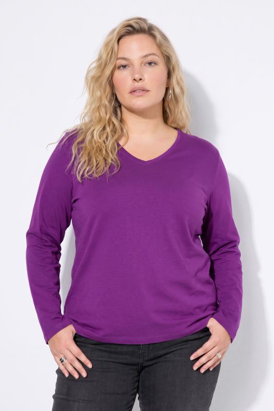 V-Neck Long Sleeve Basic Cotton Tee