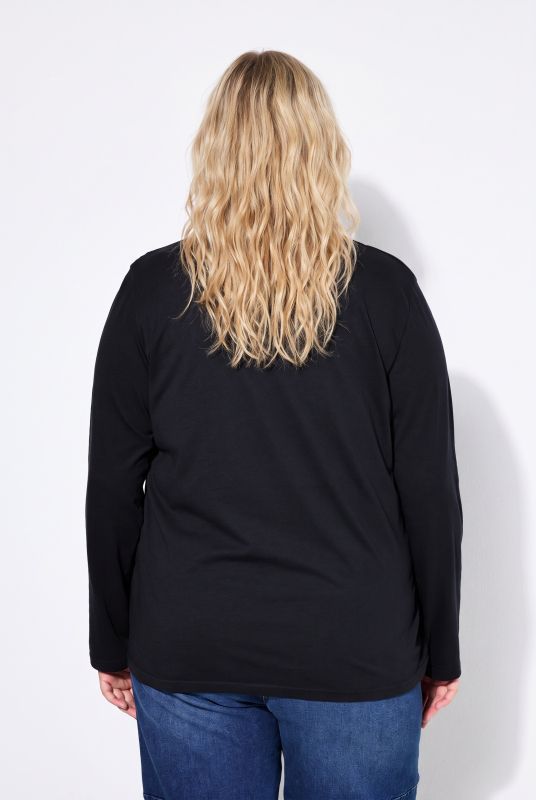 V-Neck Cotton Long Sleeve Relaxed Fit Tee