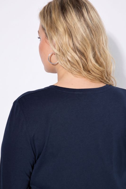 V-Neck Cotton Long Sleeve Relaxed Fit Tee