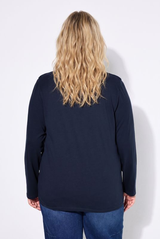 V-Neck Cotton Long Sleeve Relaxed Fit Tee